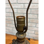 Vintage Mid-Century Hollywood Regency Tiered Ribbed Glass Column Table Lamp Brass MCM