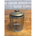 Antique Victorian Glass Tobacco Cigar Humidor or Condiment Jar w/ Lid Small 3"