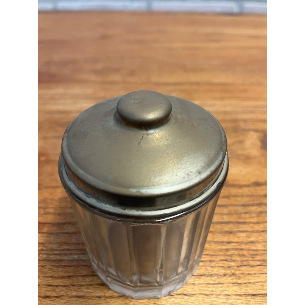 Antique Victorian Glass Tobacco Cigar Humidor or Condiment Jar w/ Lid Small 3"