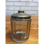 Antique Victorian Glass Tobacco Cigar Humidor or Condiment Jar w/ Lid Small 3"