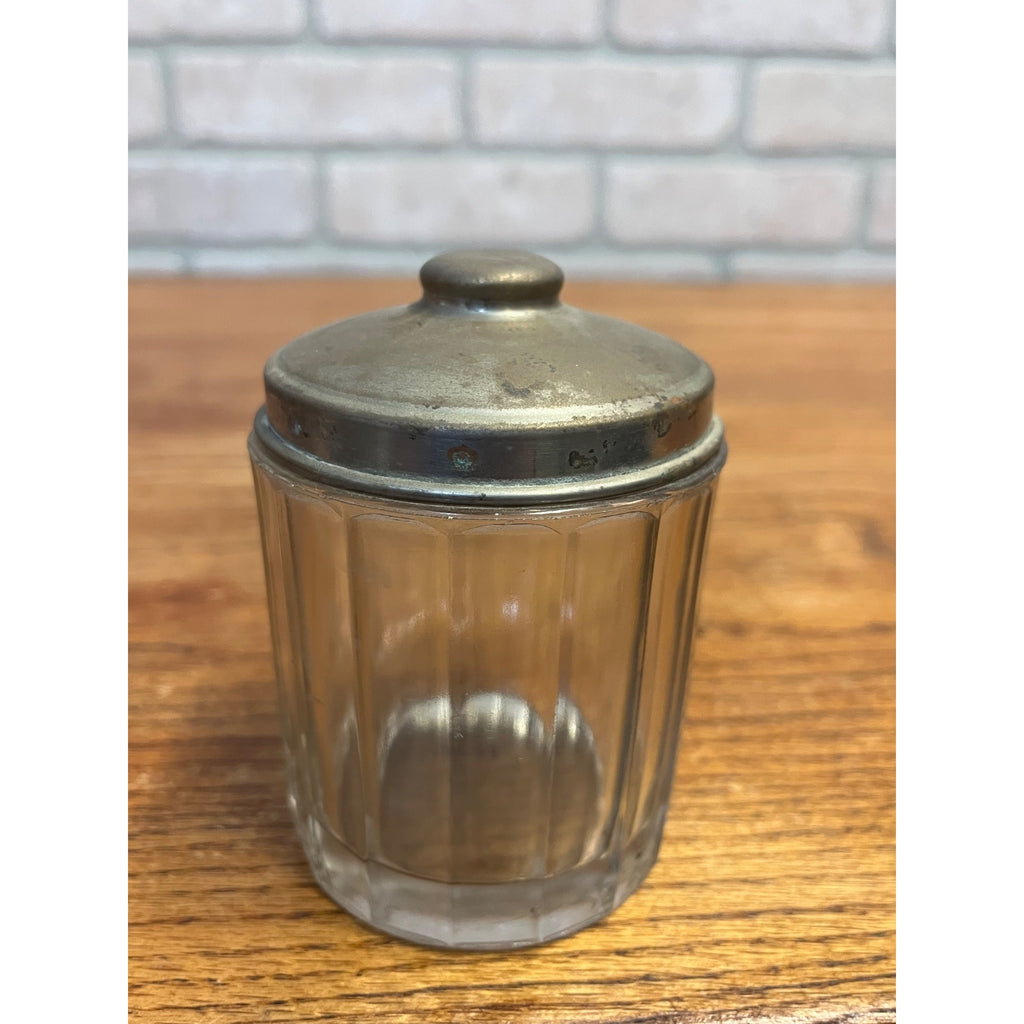 Antique Victorian Glass Tobacco Cigar Humidor or Condiment Jar w/ Lid Small 3"