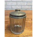 Antique Victorian Glass Tobacco Cigar Humidor or Condiment Jar w/ Lid Small 3"