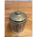 Antique Victorian Glass Tobacco Cigar Humidor or Condiment Jar w/ Lid Small 3"