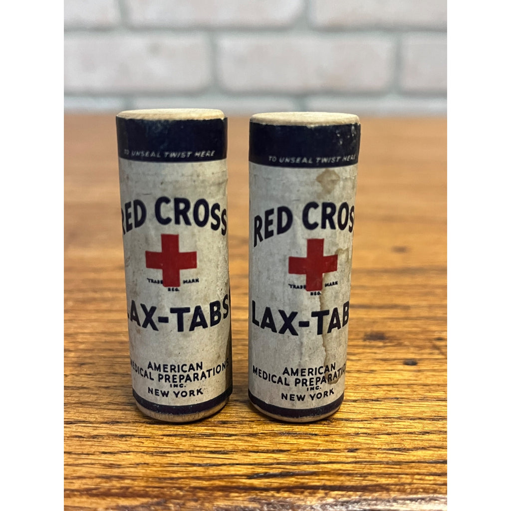 Vintage Red Cross Lax-Tabs Package Medicine Tubes Lot of 2 American Medical NY