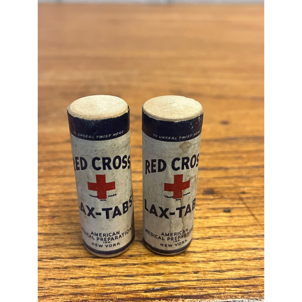 Vintage Red Cross Lax-Tabs Package Medicine Tubes Lot of 2 American Medical NY