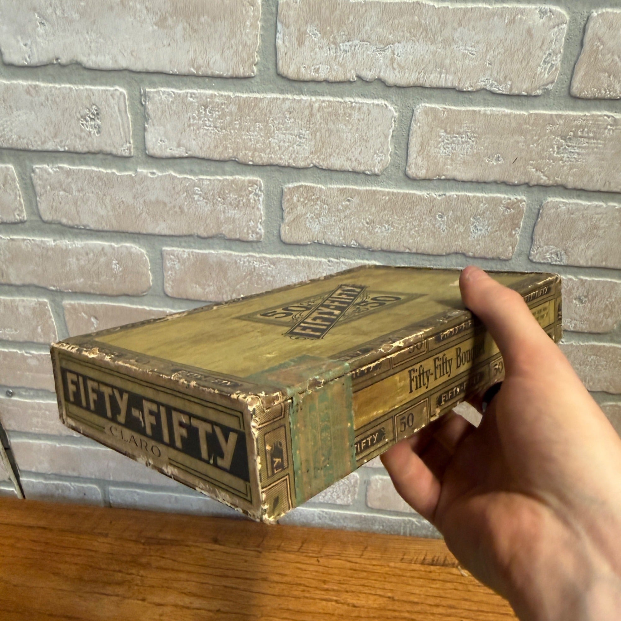 Vintage Fifty-Fifty 50-50 Cardboard Claro Cigar Box -- J.C. Winter Red Lion, PA