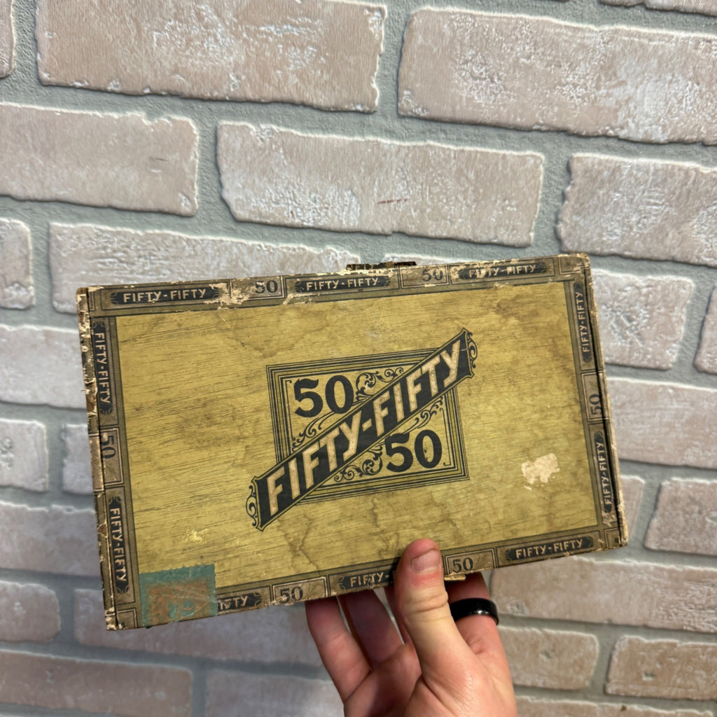 Vintage Fifty-Fifty 50-50 Cardboard Claro Cigar Box -- J.C. Winter Red Lion, PA