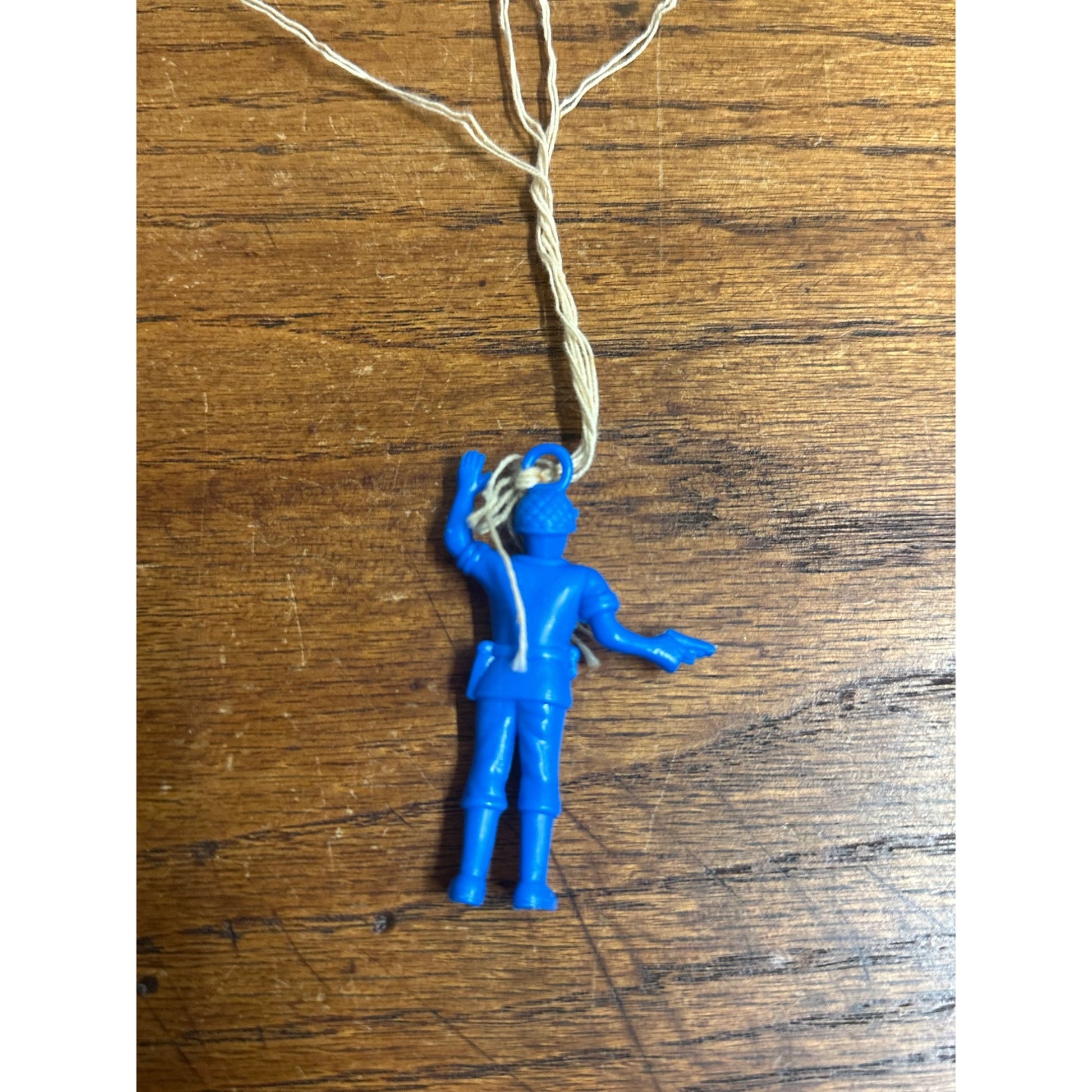 Vintage 1980s Blue Plastic Army Paratrooper Parachute Dime Store Toy