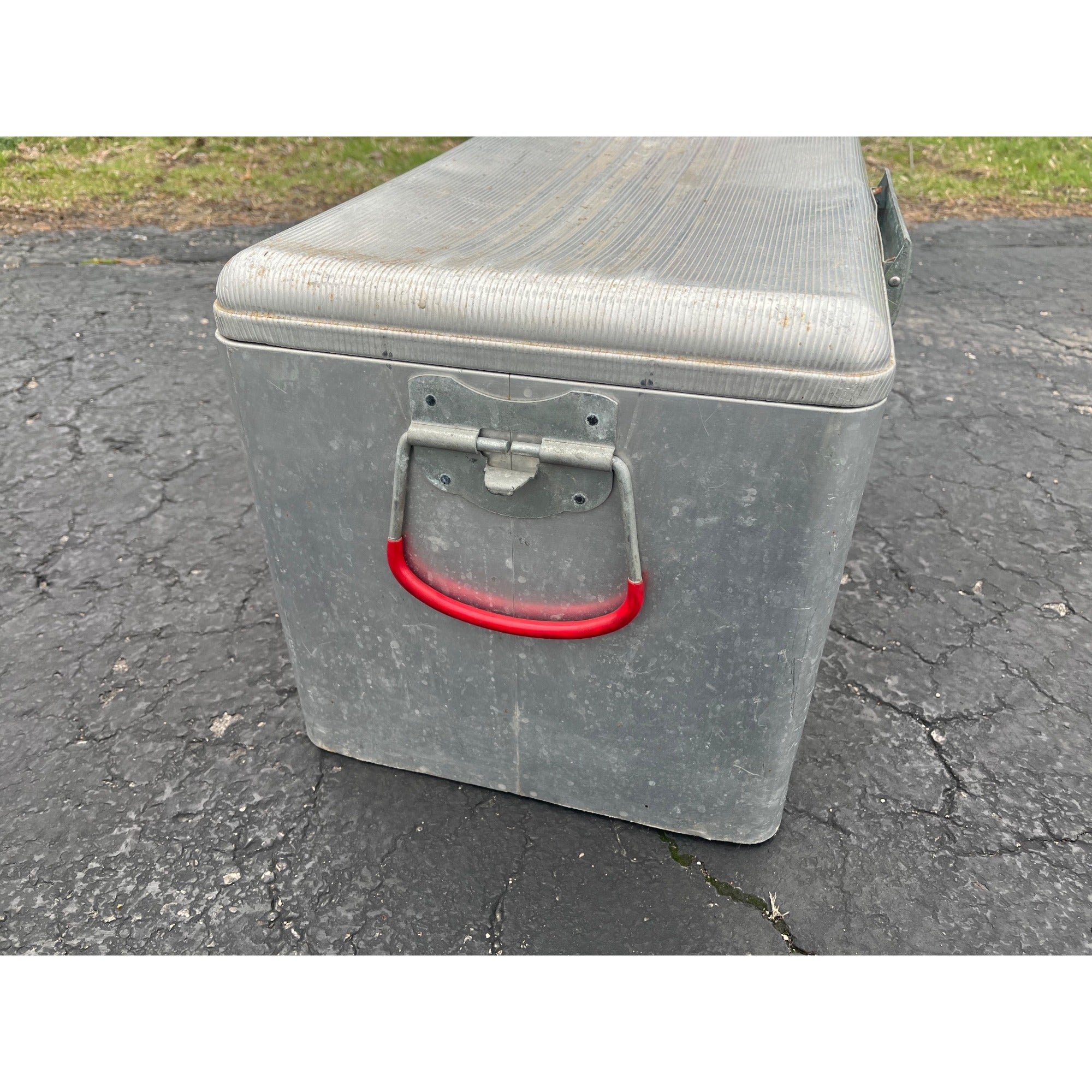 Vintage 1950's Aluminum 7UP Picnic Advertising Metal Cooler Ice Chest Cronstroms