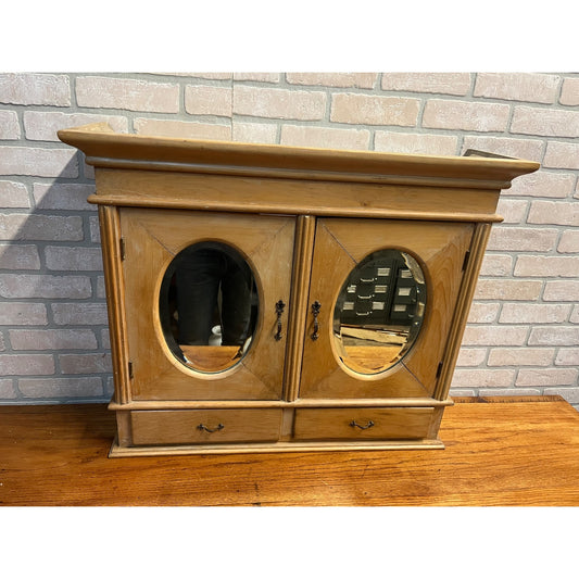 Antique Victorian 19th c. Double Door Mirrored Medicine Cabinet Bathroom