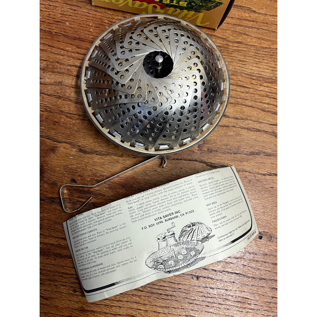Vintage Vita-Saver Stainless Steel Folding Food Vegetable Steamer w/ Box & Paper