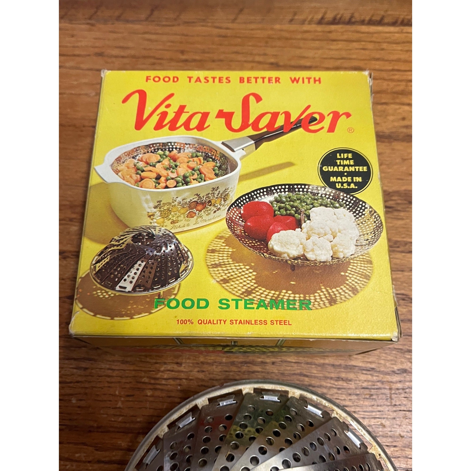 Vintage Vita-Saver Stainless Steel Folding Food Vegetable Steamer w/ Box & Paper