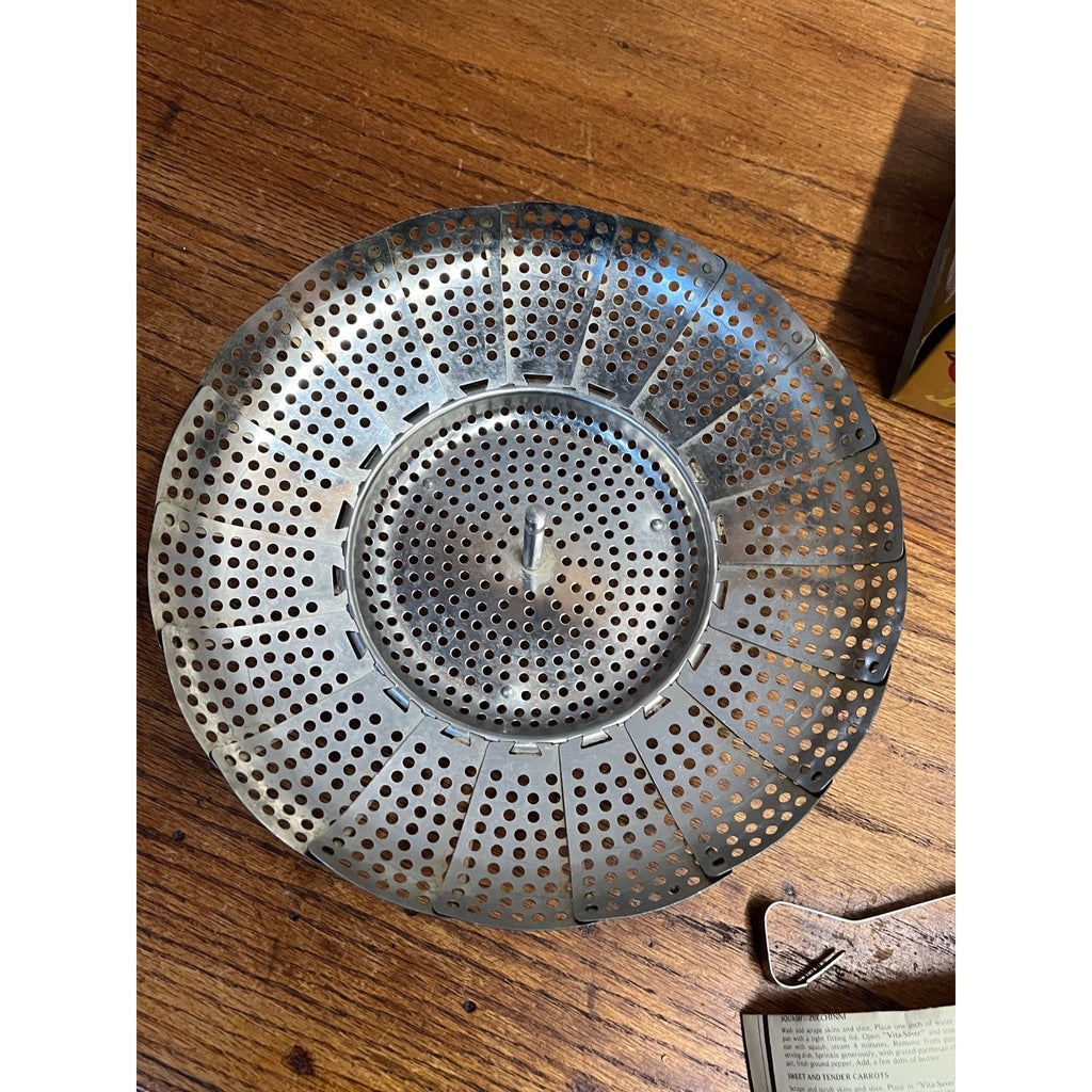 Vintage Vita-Saver Stainless Steel Folding Food Vegetable Steamer w/ Box & Paper