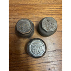 Original Ford Model T Hub Grease Cap Script Logo Lot (3) Nickel Brass Antique