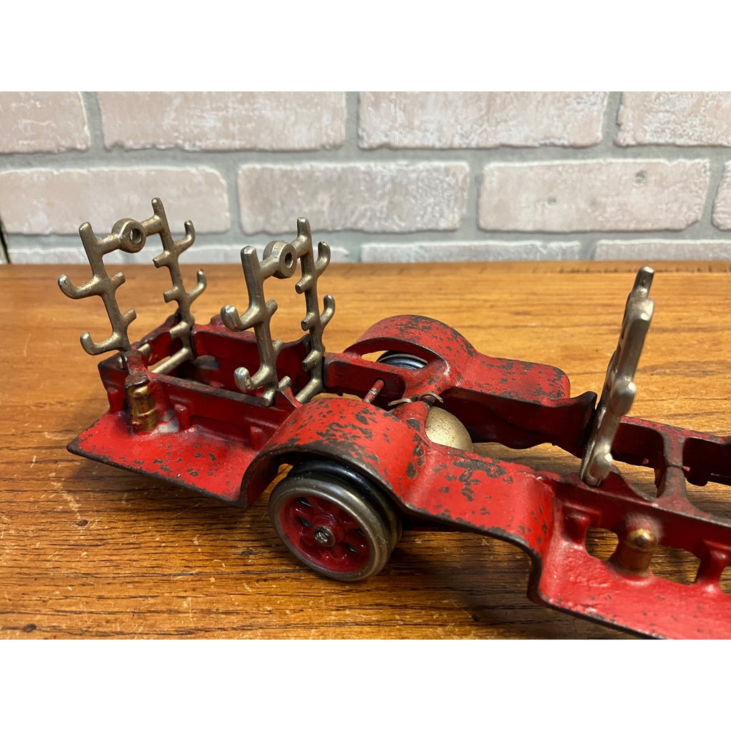 Vintage 1930s Arcade Mack Fire Hook & Ladder Truck Cast Iron Toy Large
