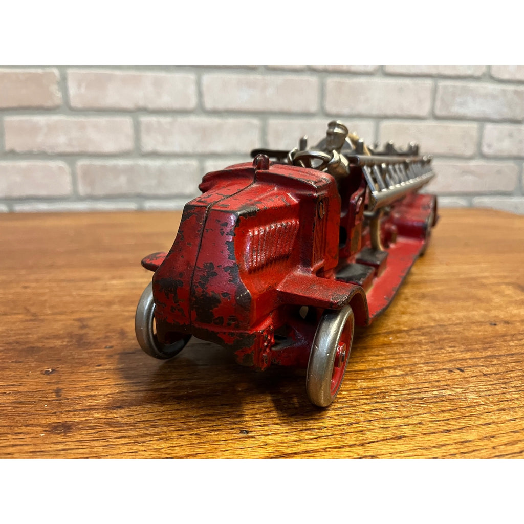 Vintage 1930s Arcade Mack Fire Hook & Ladder Truck Cast Iron Toy Large