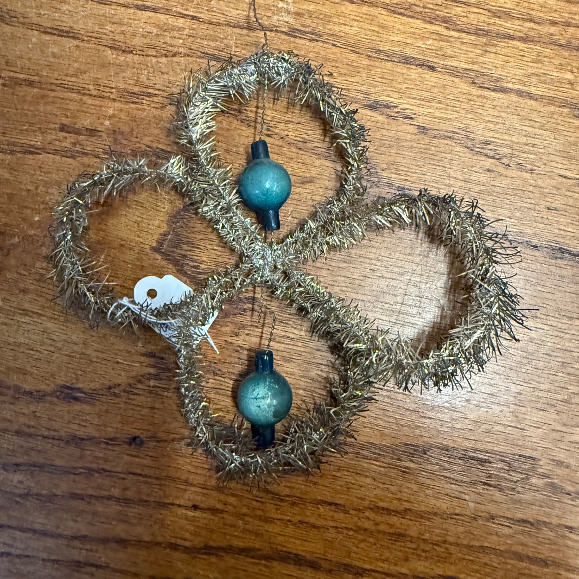 Vintage Antique Victorian Christmas Ornament Tinsel and Beaded Glass Wire