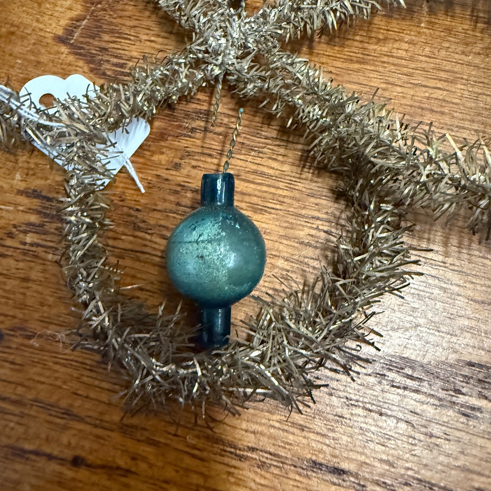 Vintage Antique Victorian Christmas Ornament Tinsel and Beaded Glass Wire