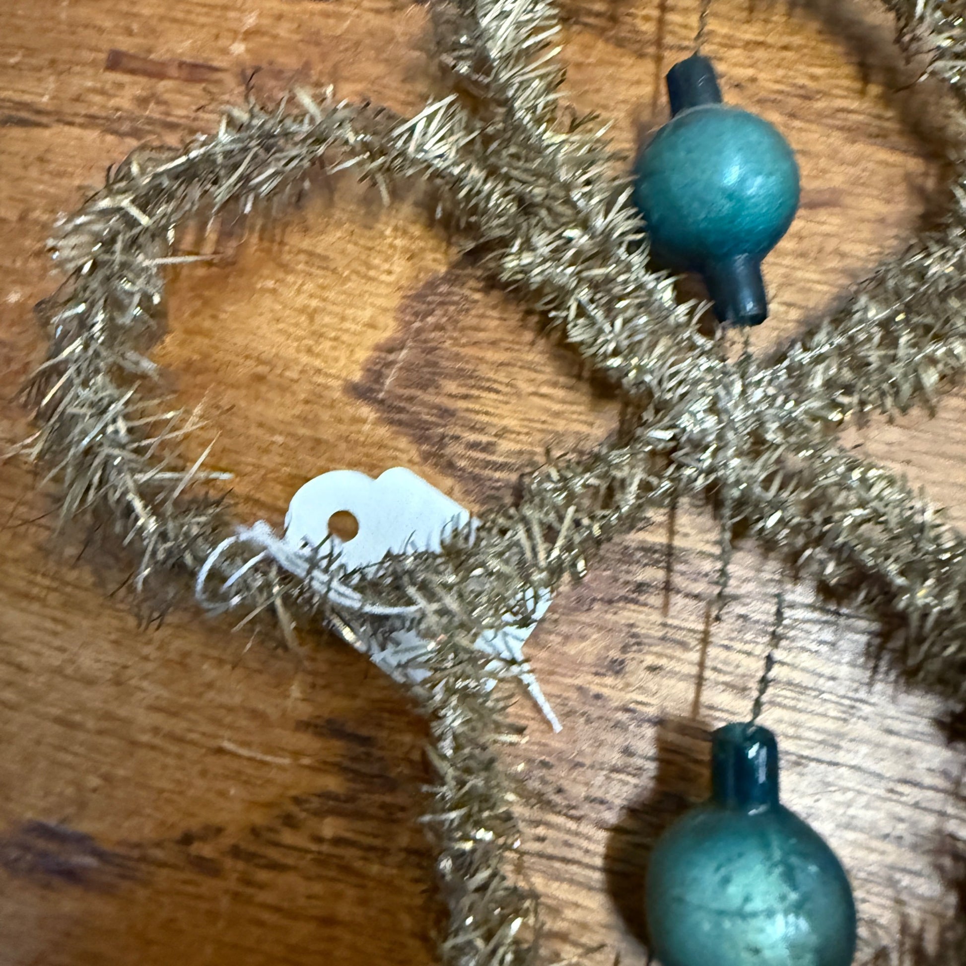 Vintage Antique Victorian Christmas Ornament Tinsel and Beaded Glass Wire