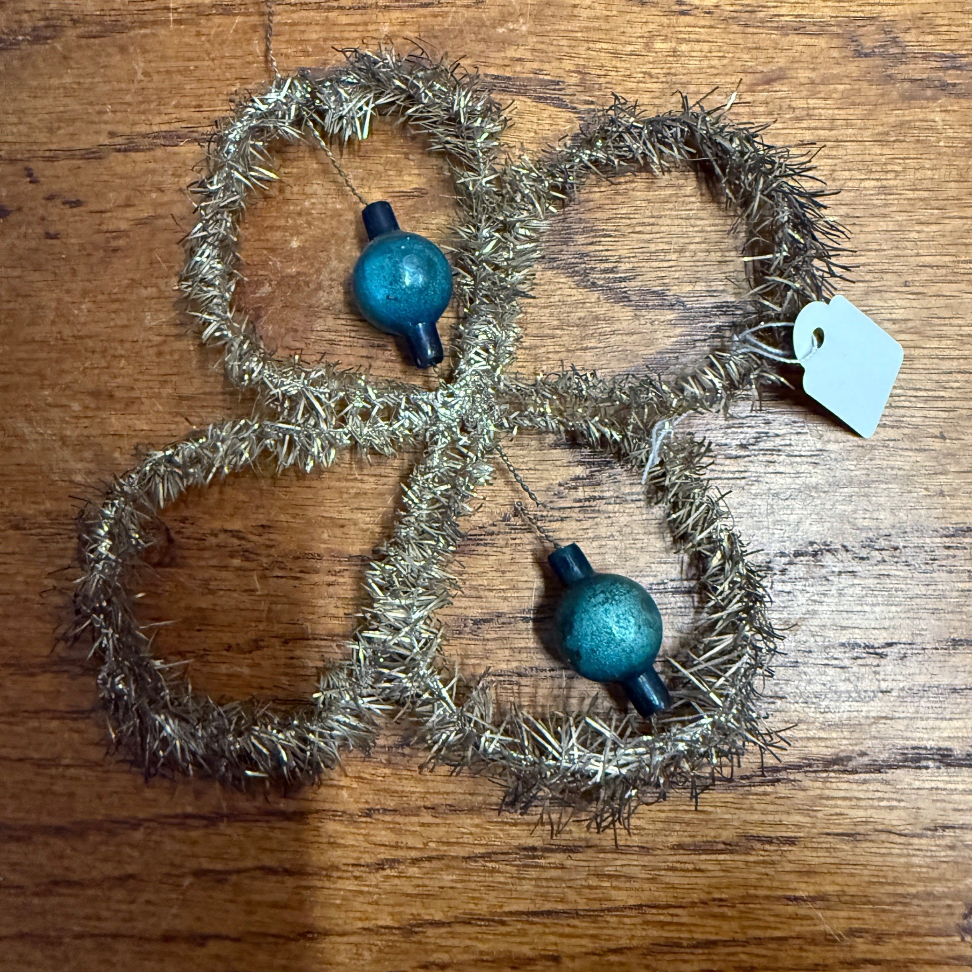 Vintage Antique Victorian Christmas Ornament Tinsel and Beaded Glass Wire