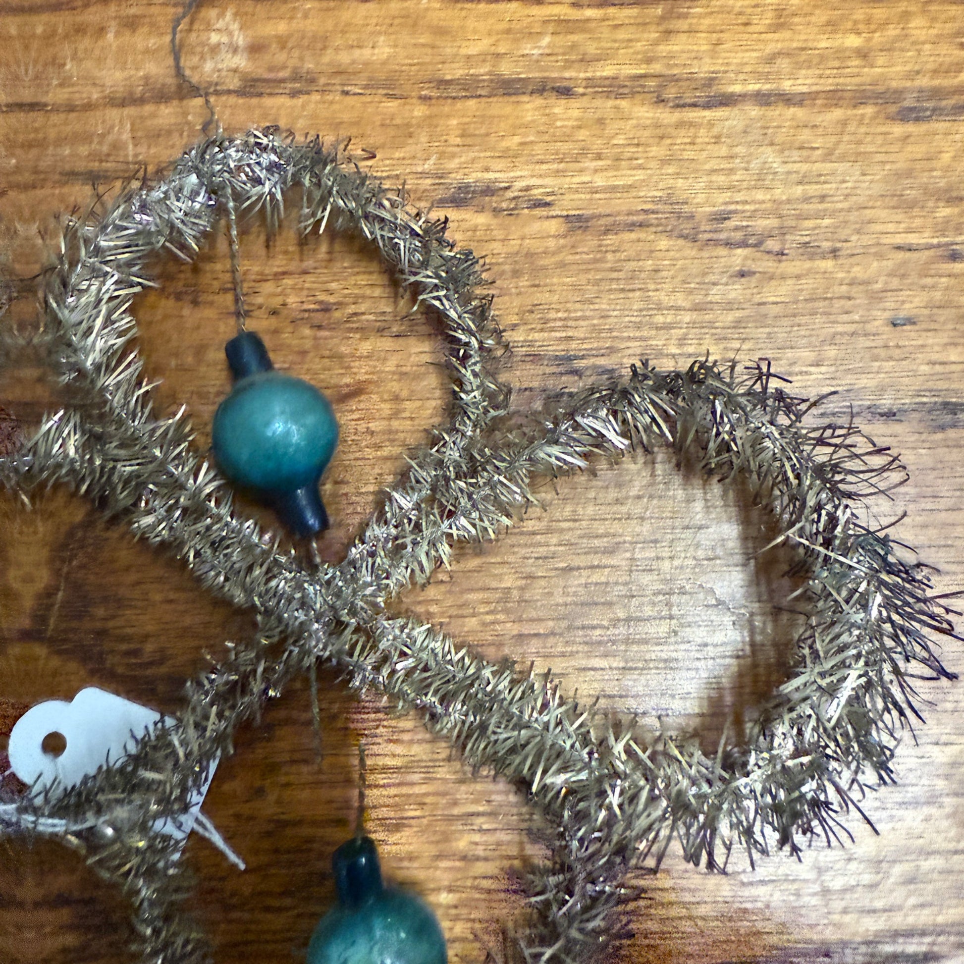 Vintage Antique Victorian Christmas Ornament Tinsel and Beaded Glass Wire