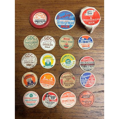 Vintage Oshkosh Wisconsin Collection of Milk Bottle Dairy Caps Covers