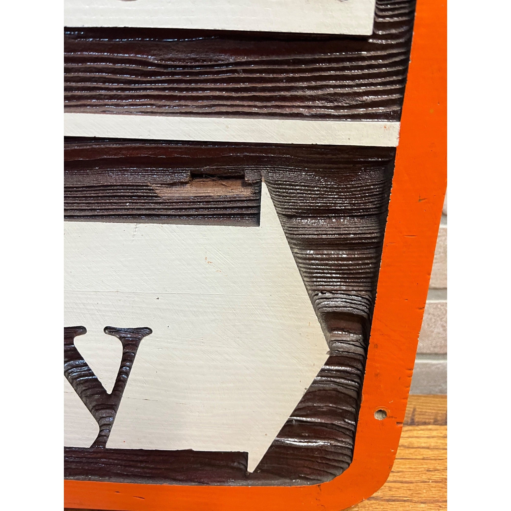 Vintage Painted Wood Facility Sign Medical and Safety Directional Arrows Hospital Decor
