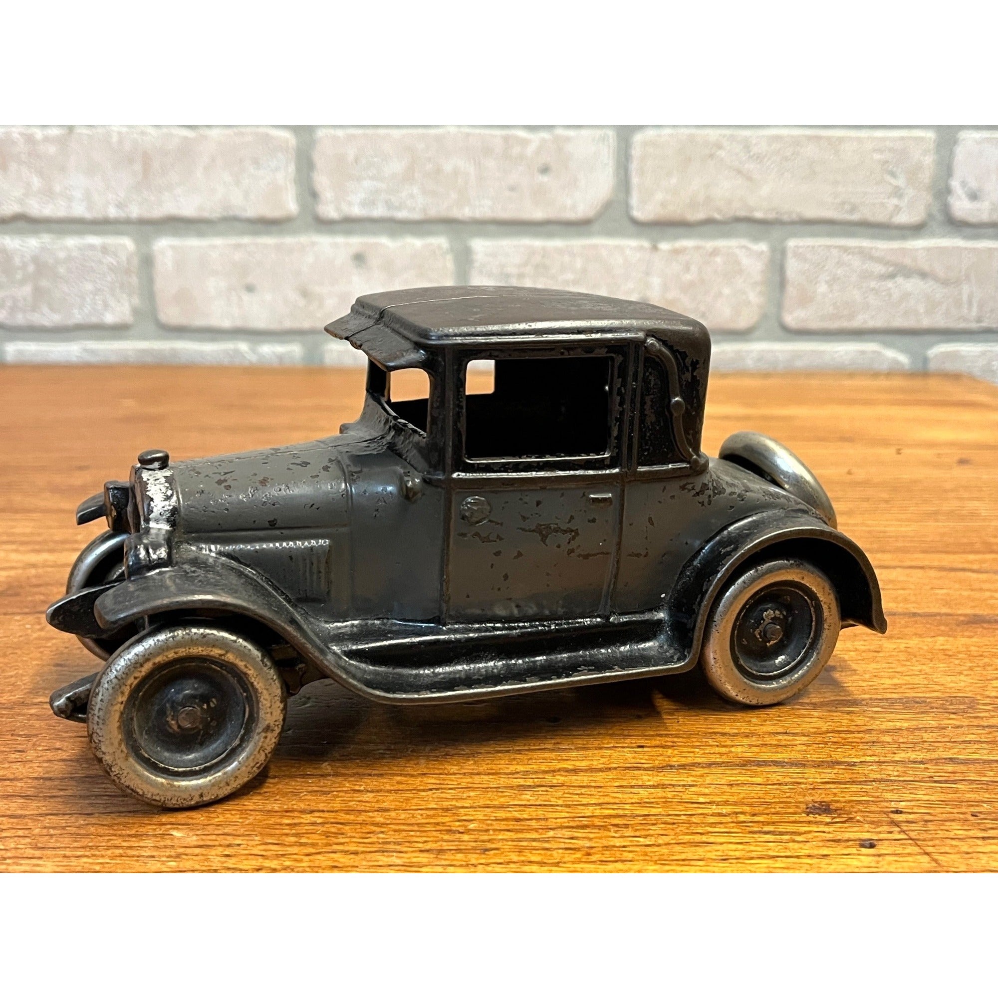 Vintage Arcade Two Tone Gray & Black Cast Iron Chevy Coupe / Sedan 8"