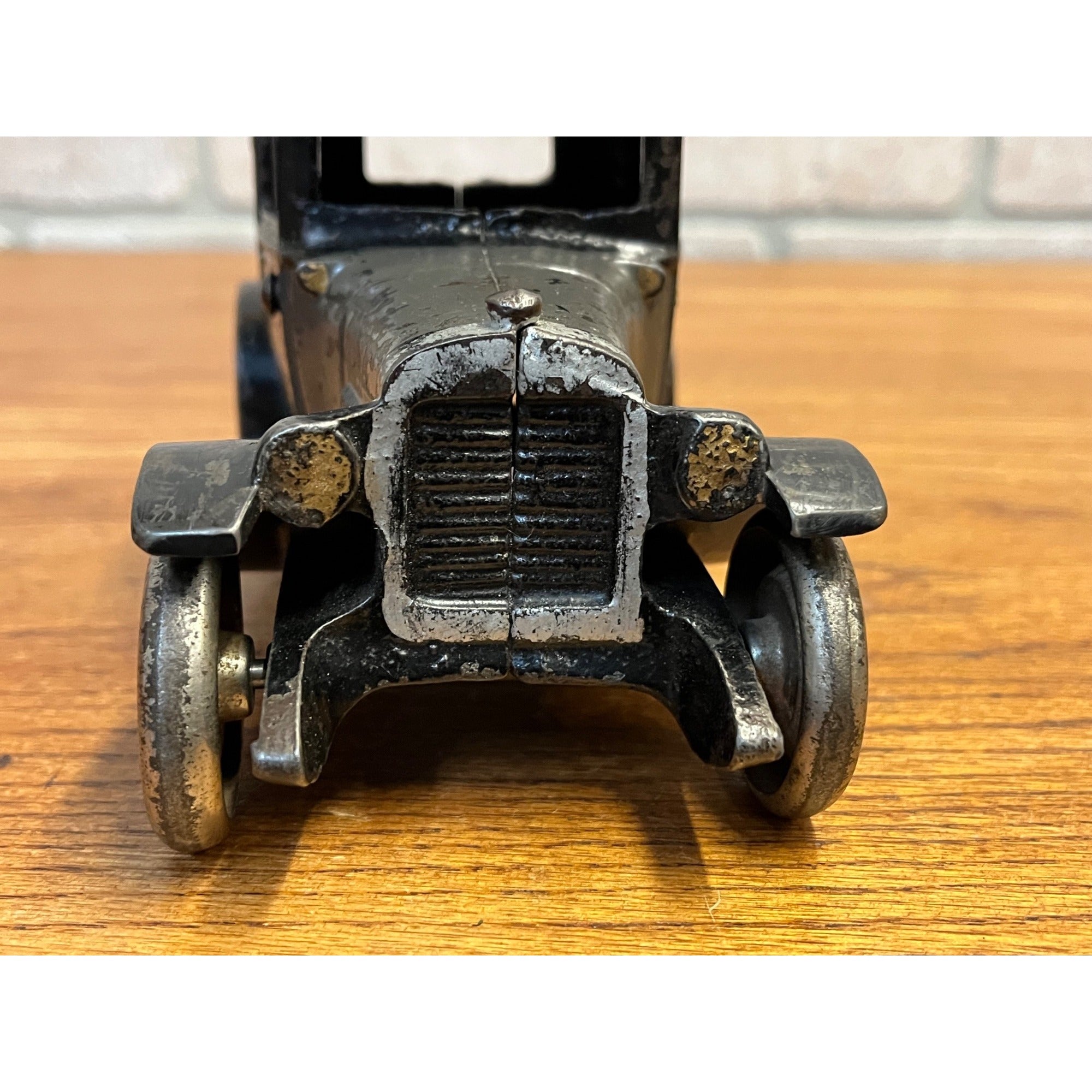 Vintage Arcade Two Tone Gray & Black Cast Iron Chevy Coupe / Sedan 8"