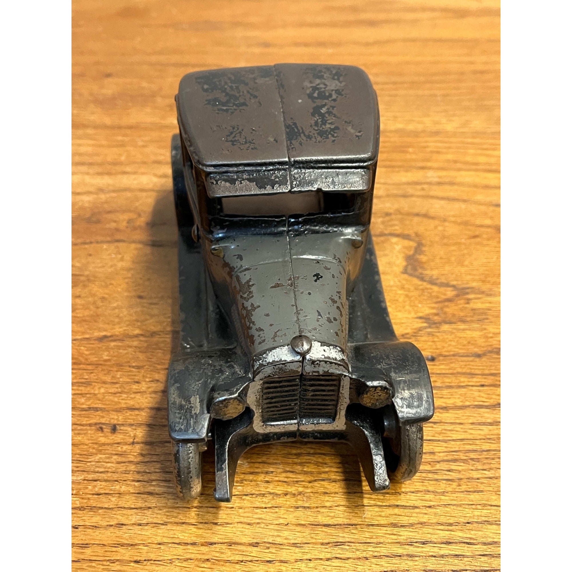Vintage Arcade Two Tone Gray & Black Cast Iron Chevy Coupe / Sedan 8"