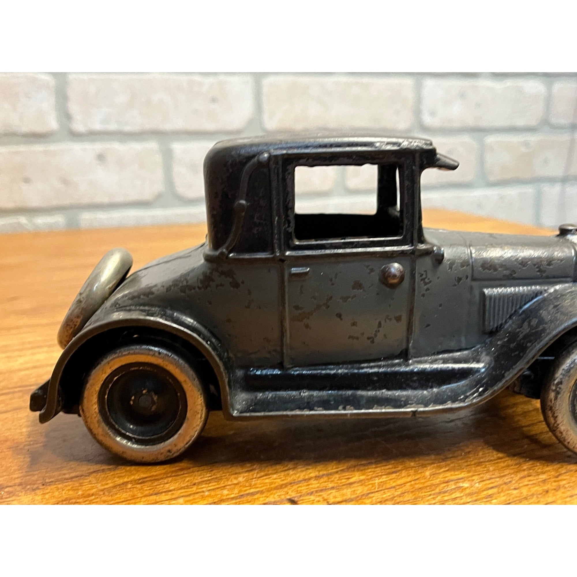 Vintage Arcade Two Tone Gray & Black Cast Iron Chevy Coupe / Sedan 8"