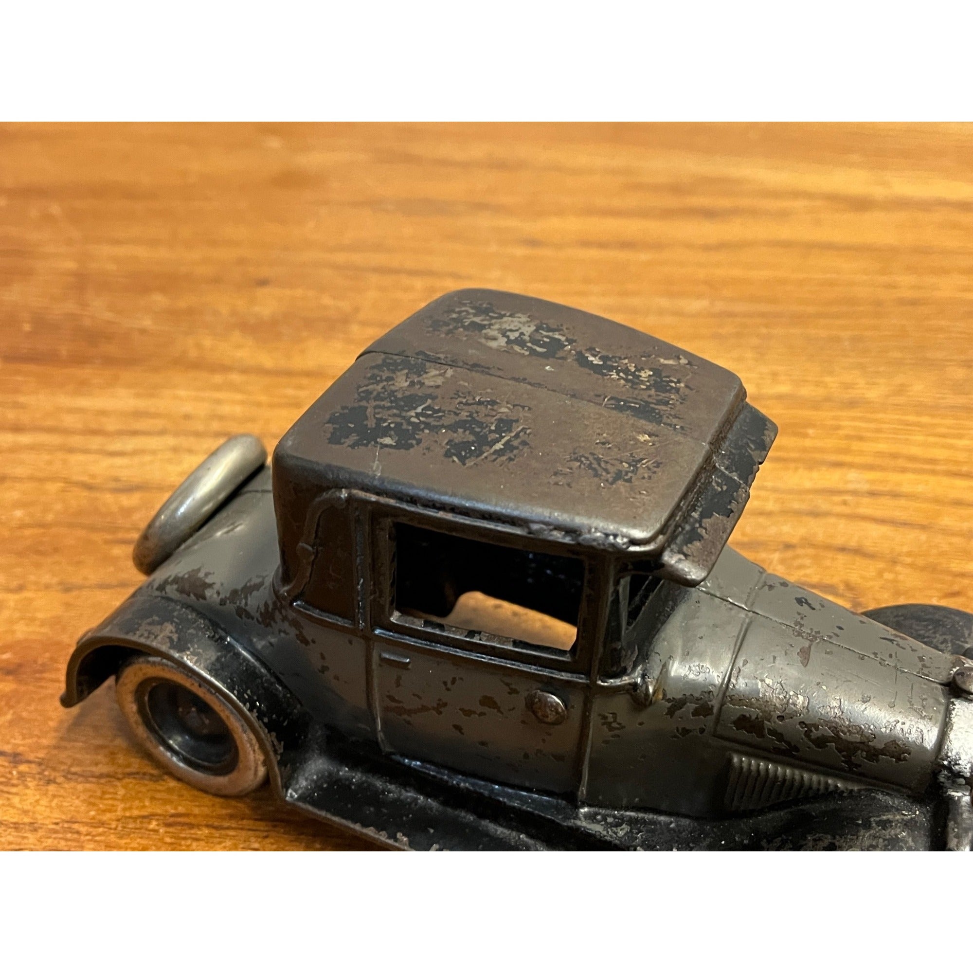 Vintage Arcade Two Tone Gray & Black Cast Iron Chevy Coupe / Sedan 8"