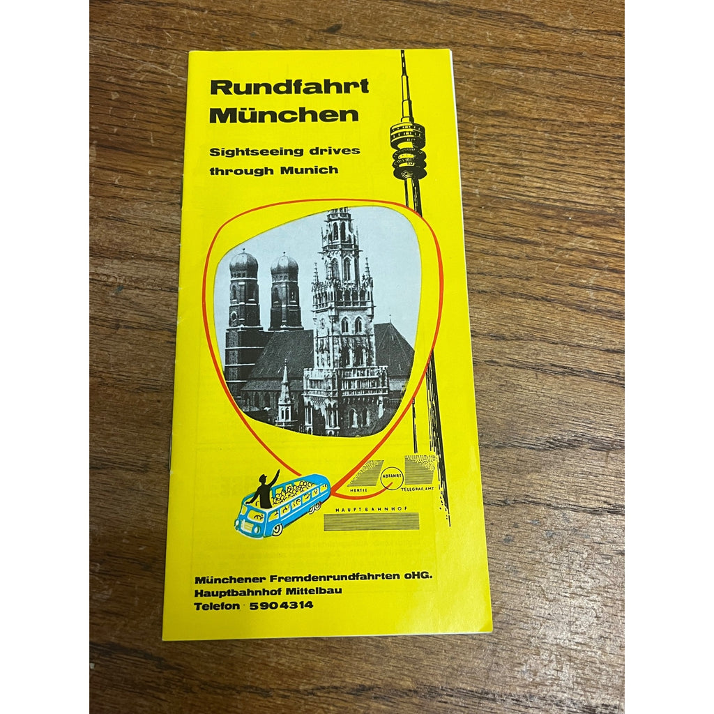 Vintage 1960s Munich Germany Sightseeing Bus Tour Tourist Travel Brochure Souvenir