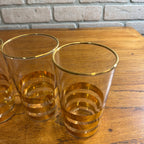 Vintage Gold Striped Mid-Century Drinking Glasses Tumblers Set 4 Culver? Thorpe?