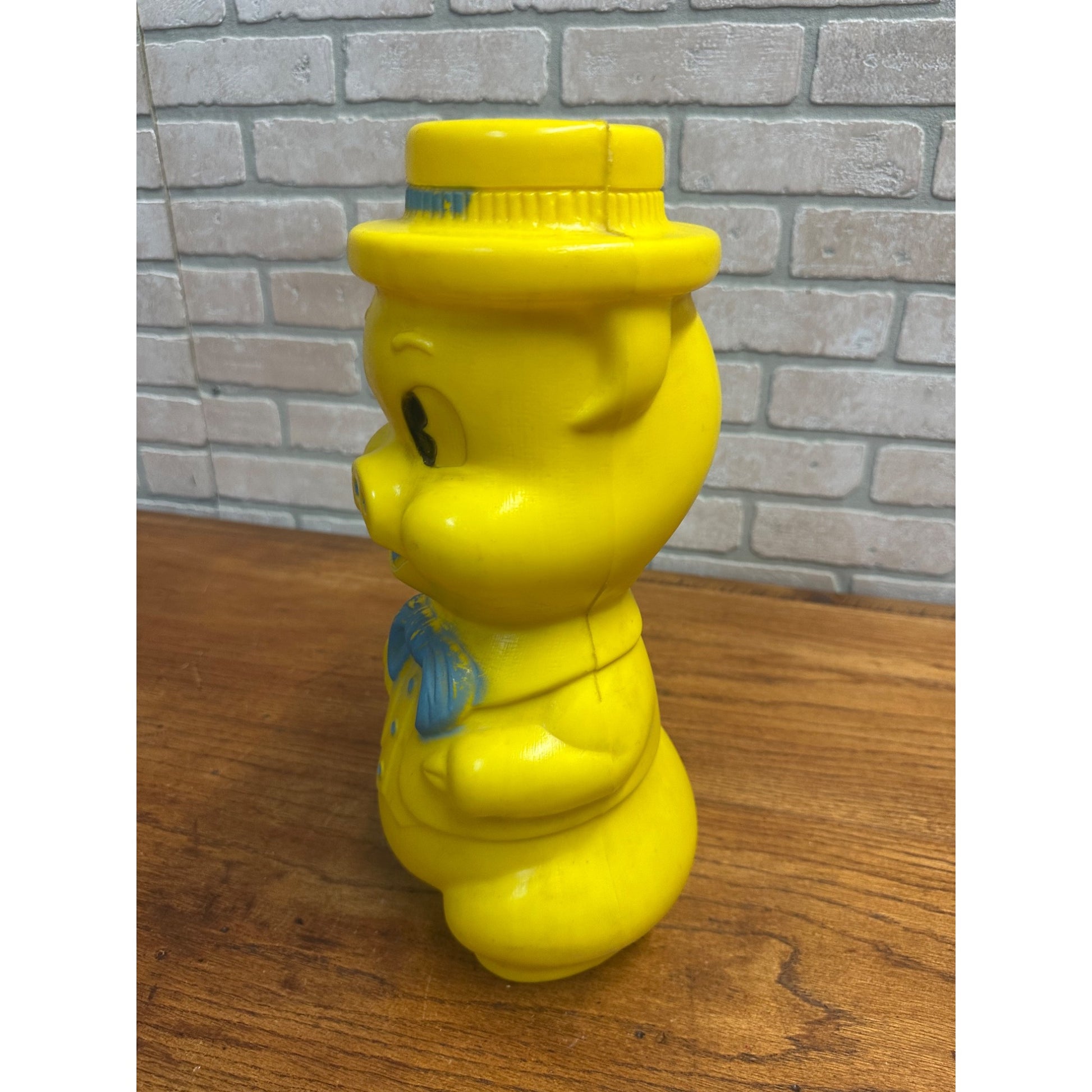 Vintage Blow Mold Pig Coin Bank A. J. Renzi Corp. 1964 Yellow 16"