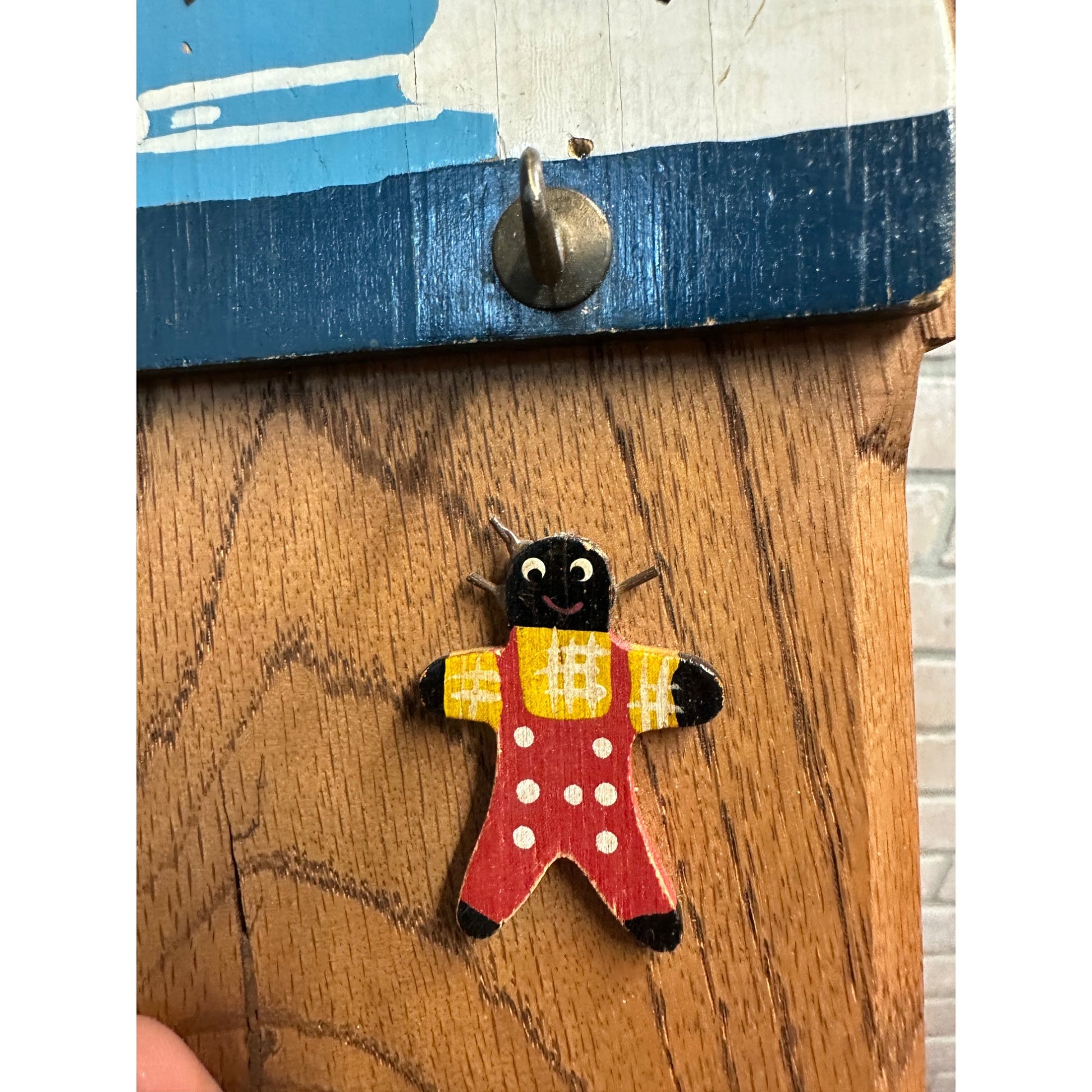 Vintage Black Americana Mammy Key Holder Hook Plaque Wooden Wall Decor