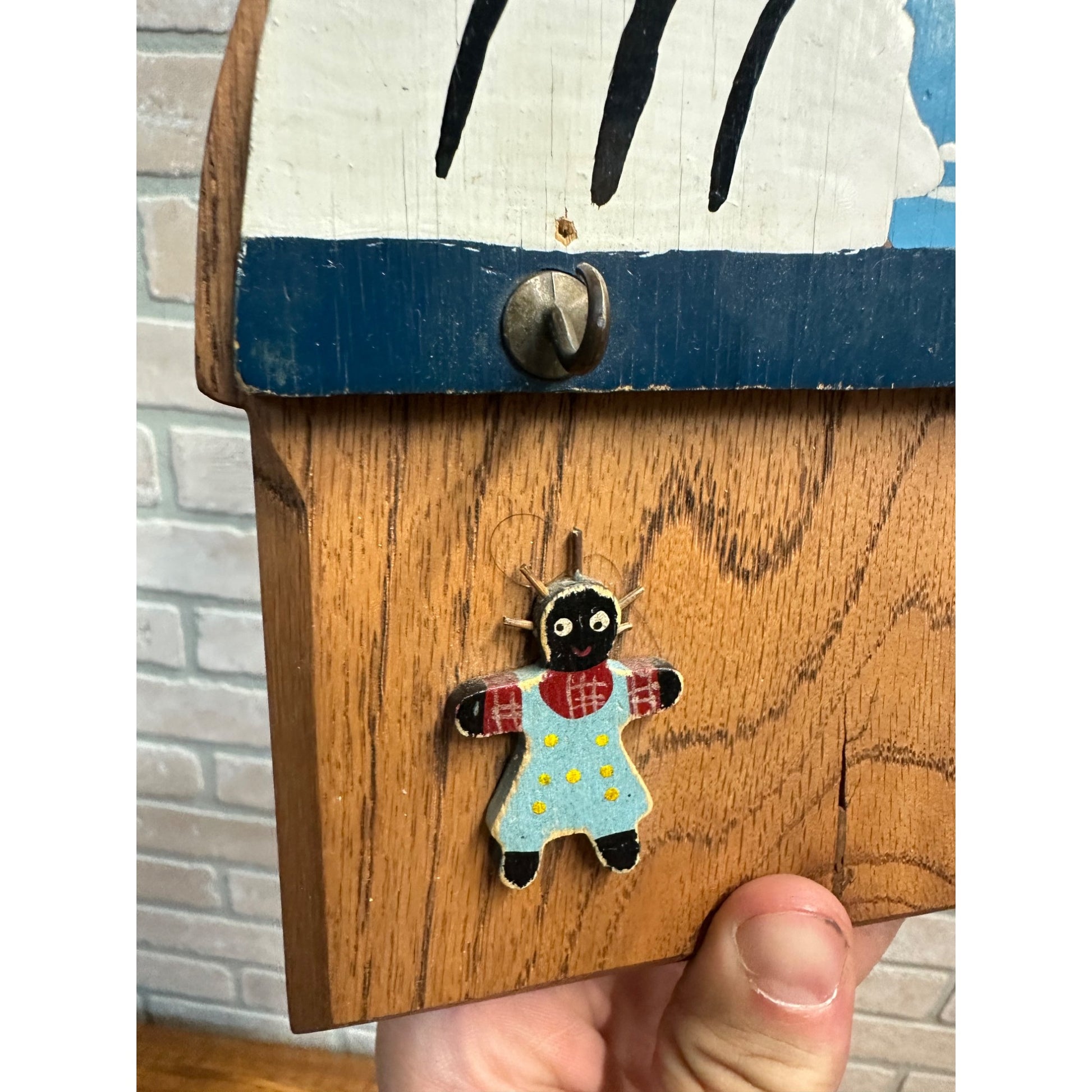 Vintage Black Americana Mammy Key Holder Hook Plaque Wooden Wall Decor