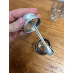 Vintage 1960s MCM Silver Banded Cocktail Shaker Bar Set 8pc Art Deco - Hocking?