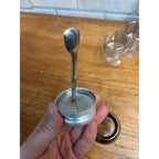 Vintage 1960s MCM Silver Banded Cocktail Shaker Bar Set 8pc Art Deco - Hocking?