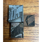Vintage Letterpress Printing Block American Flags USA Patriotic Lot (3) Stamps