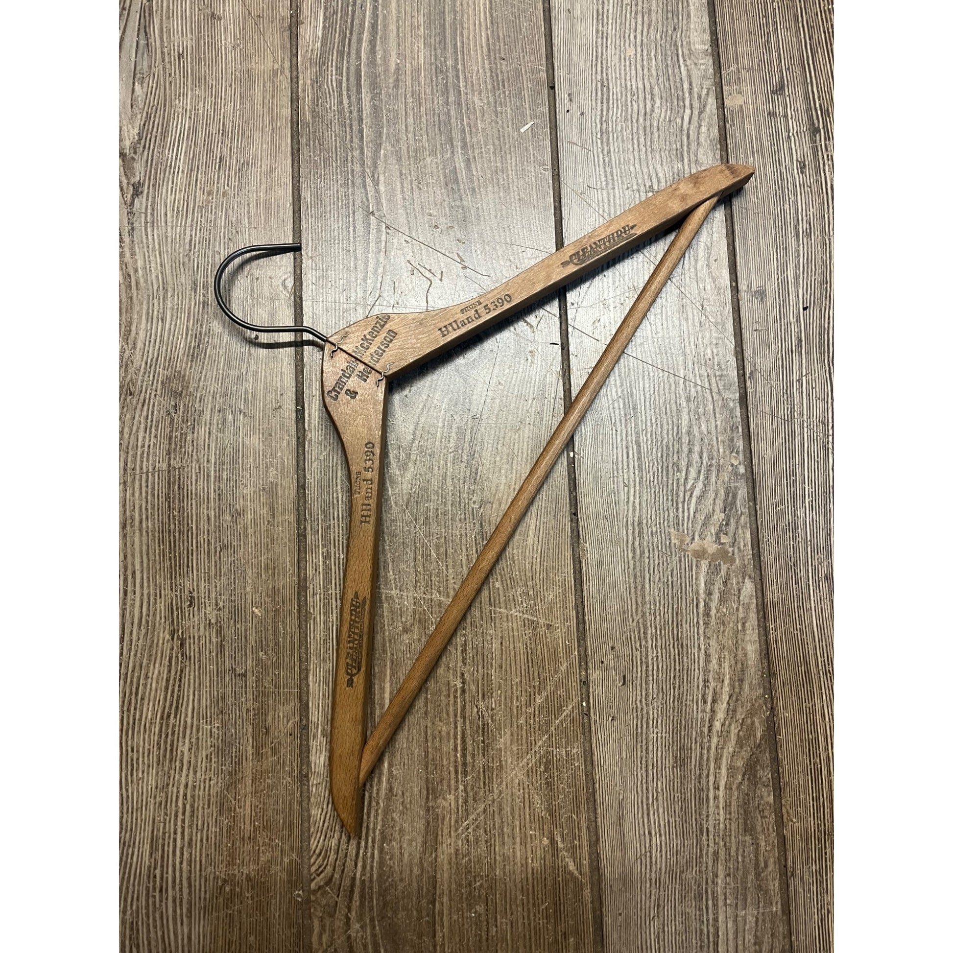 Vintage Crandall McKenzie Henderson Wooden Advertising Clothes Hanger Pittsburg
