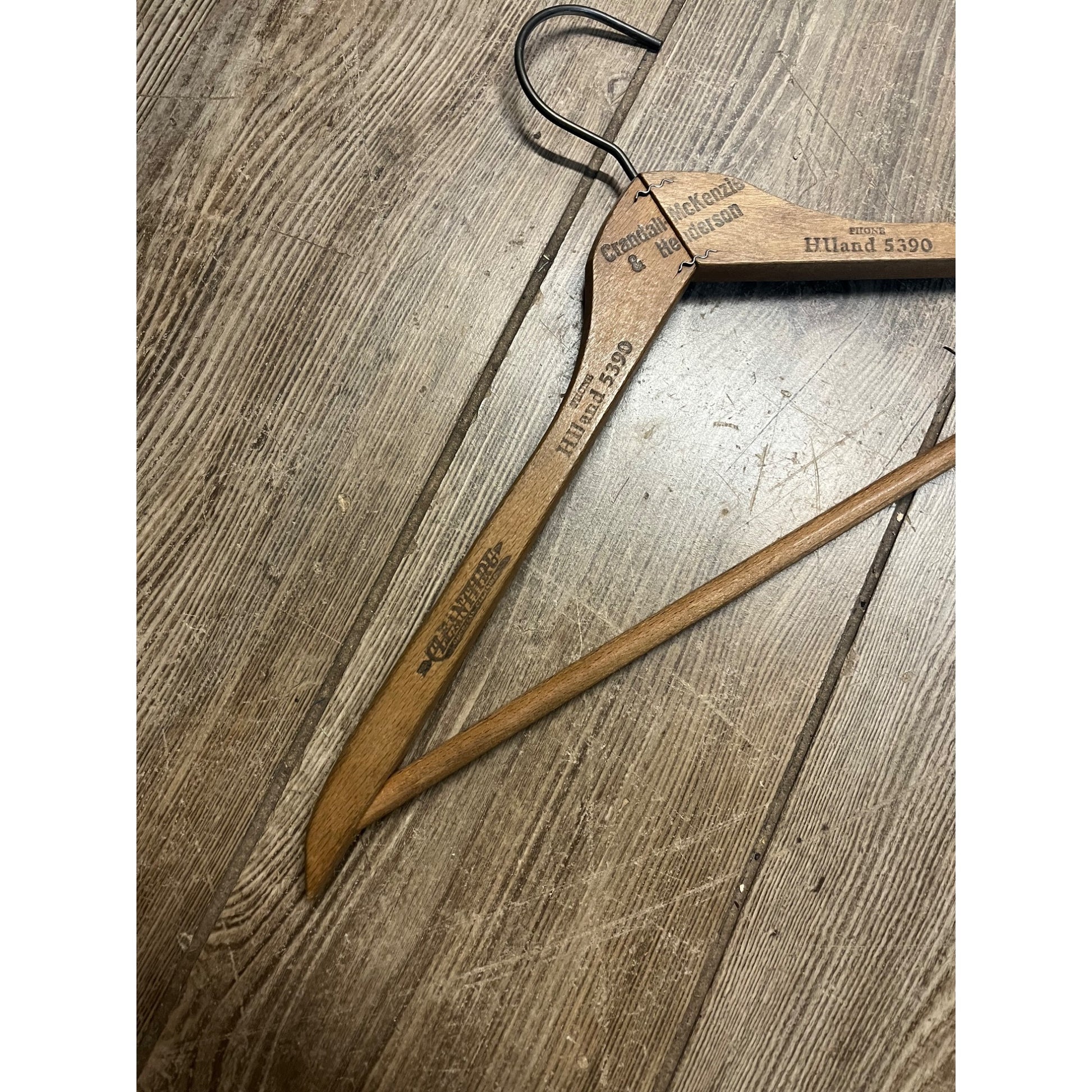 Vintage Crandall McKenzie Henderson Wooden Advertising Clothes Hanger Pittsburg