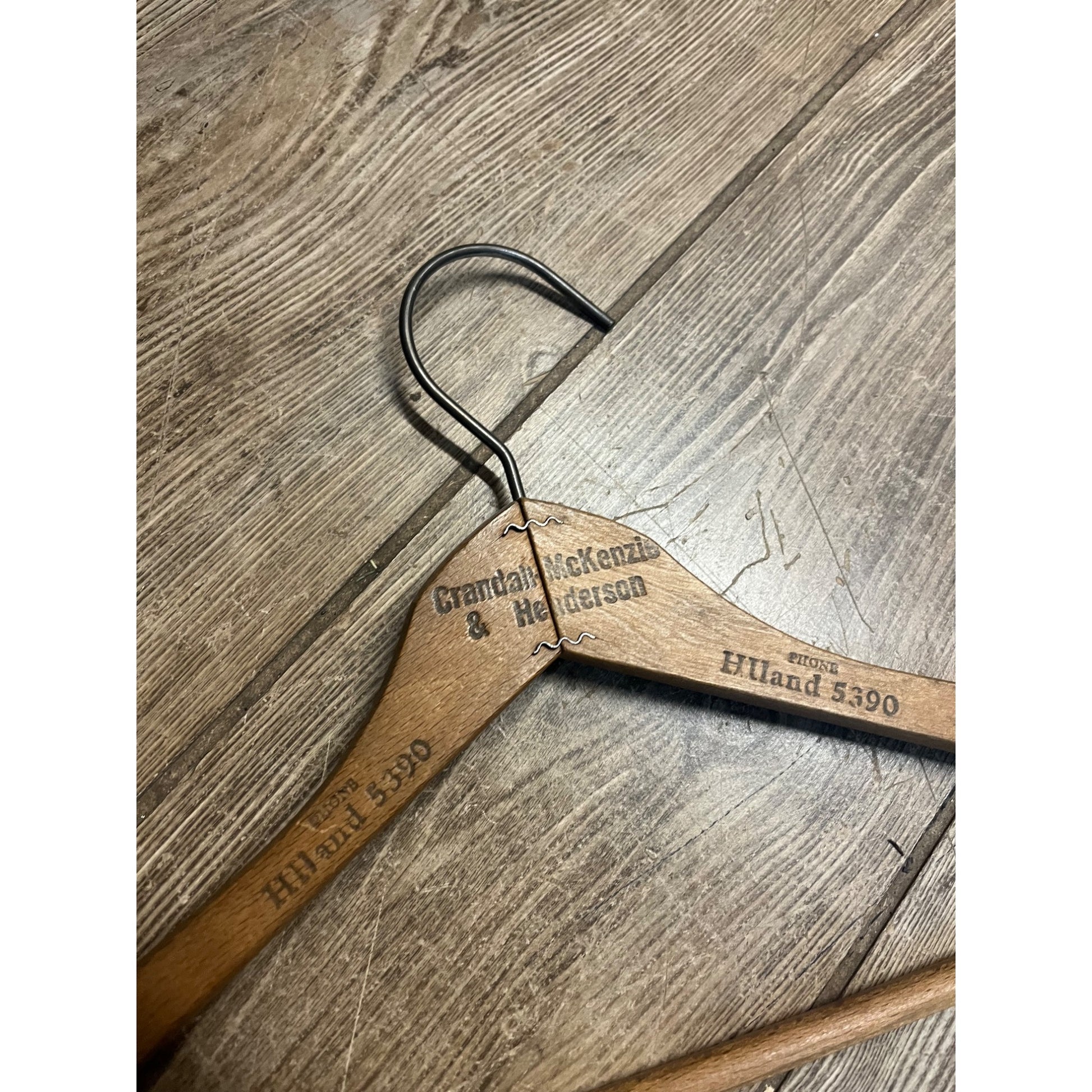Vintage Crandall McKenzie Henderson Wooden Advertising Clothes Hanger Pittsburg