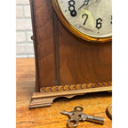 Vintage Wooden Body Mantle Clock Beehive Style With Metal Dial and Glass Dome Lid 1900's
