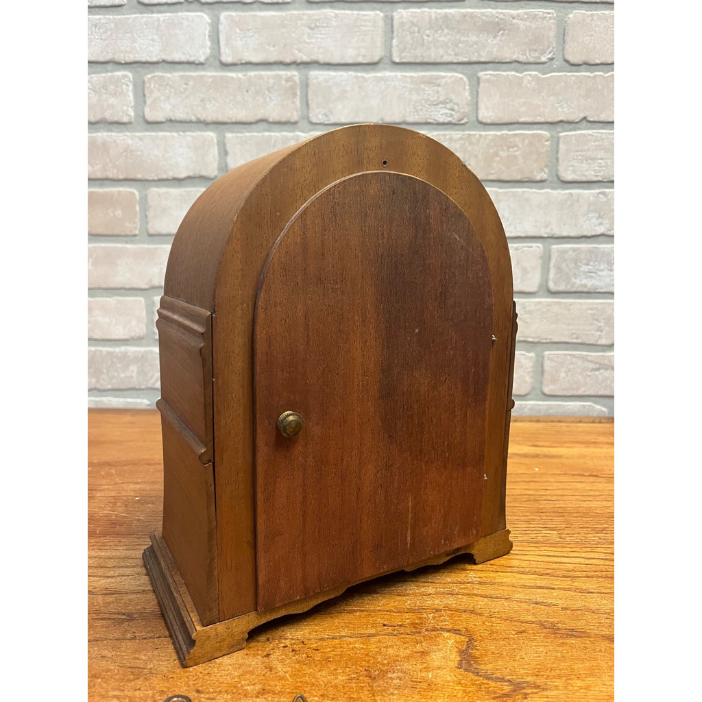 Vintage Wooden Body Mantle Clock Beehive Style With Metal Dial and Glass Dome Lid 1900's