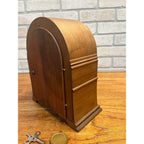 Vintage Wooden Body Mantle Clock Beehive Style With Metal Dial and Glass Dome Lid 1900's