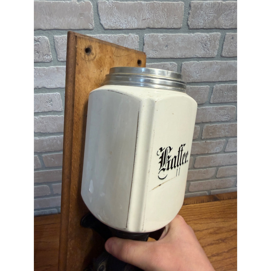 Vintage P.D. Wall Coffee Grinder German Coffee Koffee W/ Glass Catch Cup
