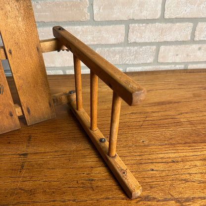 Vintage Antique Wood Child Seat Back Push Sled Chair Railing Toddler