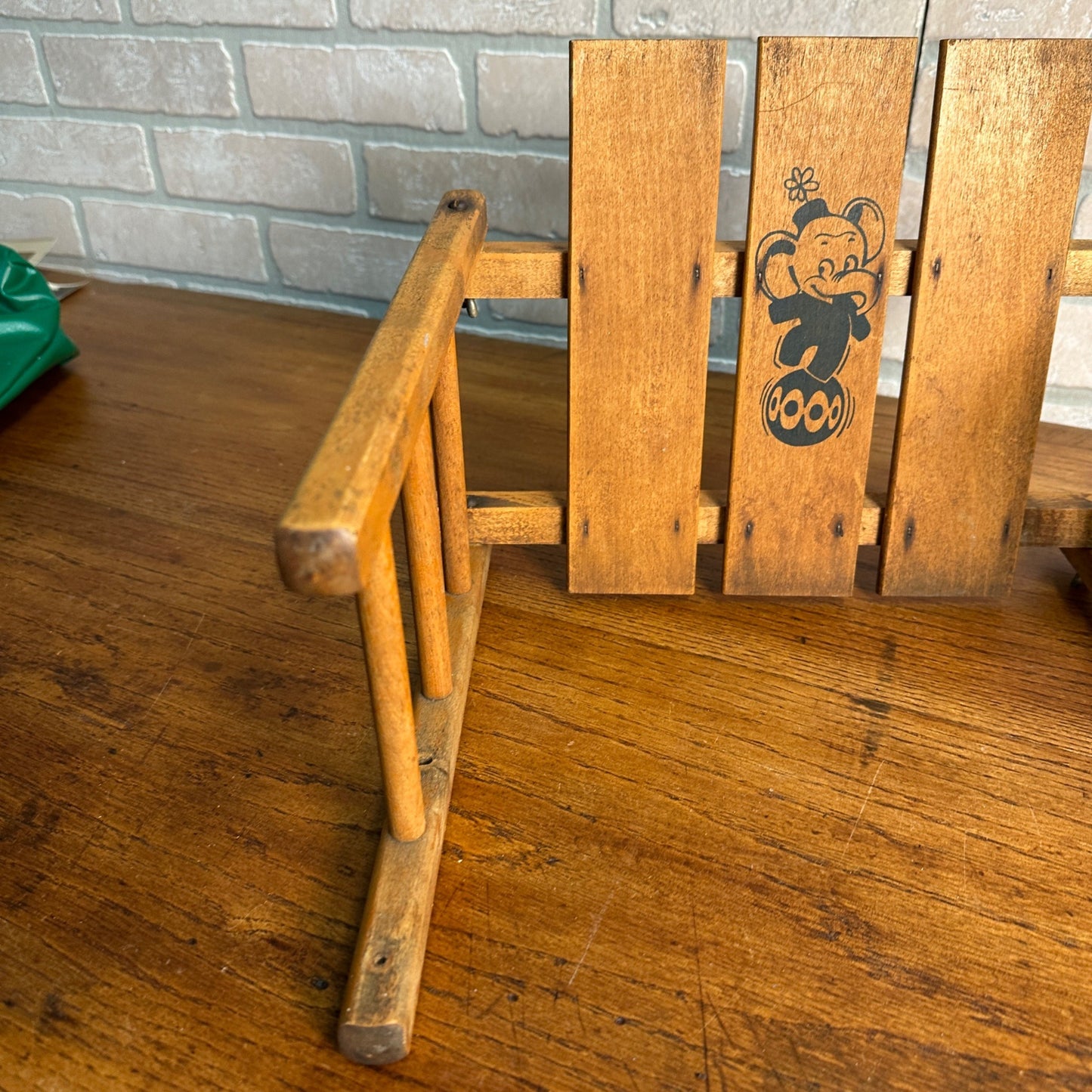 Vintage Antique Wood Child Seat Back Push Sled Chair Railing Toddler