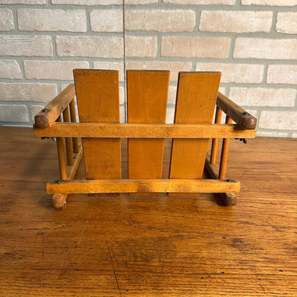 Vintage Antique Wood Child Seat Back Push Sled Chair Railing Toddler